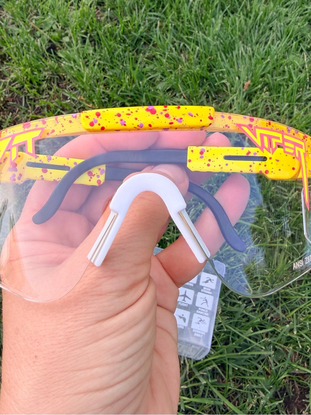 Pit Viper Kids Sunglasses Yellow with Pink Splatter